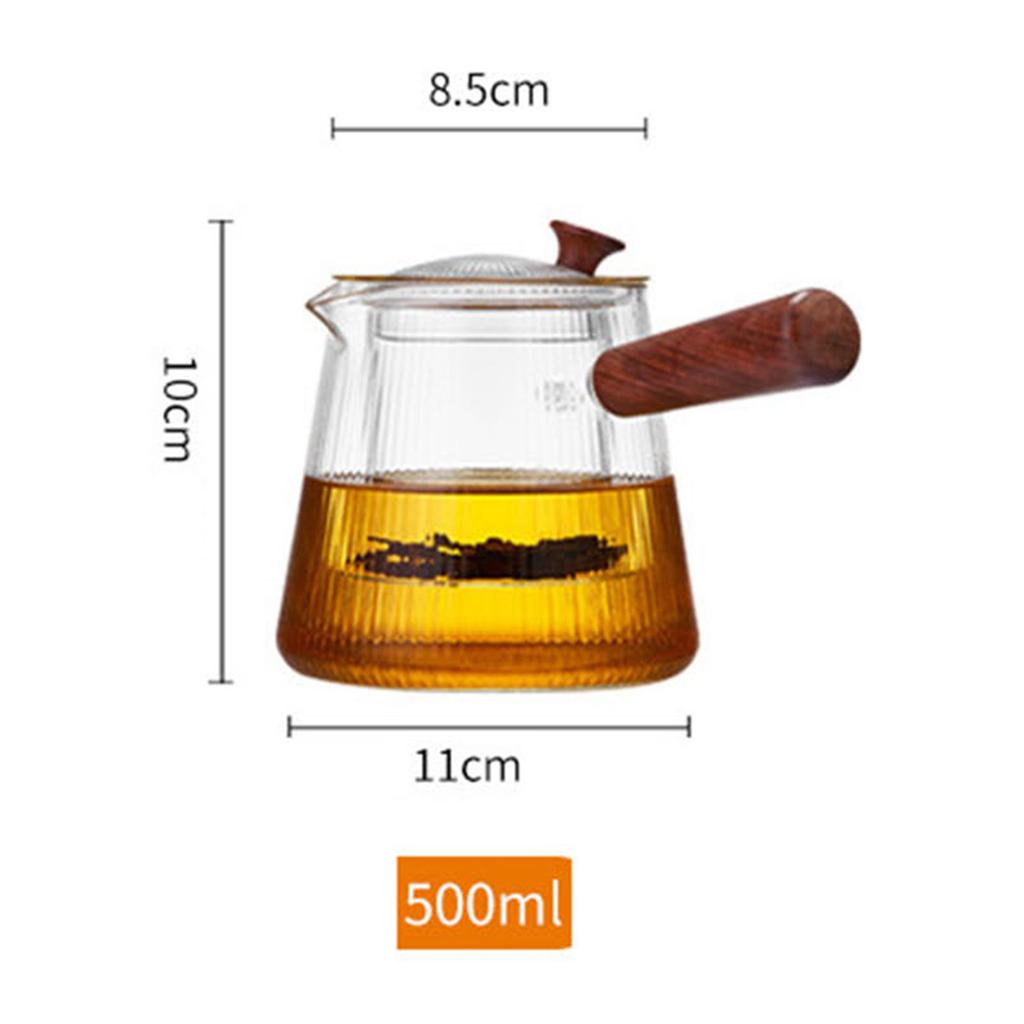 Side Handle Teapot Glass Single Pot Heat-Resistant Wood Handle Filter Household Electric Ceramic Stove Tea Pot Kung Fu Tea Set
