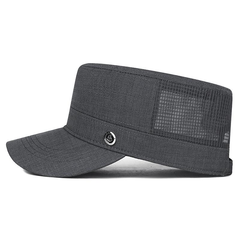 Men's Summer Sunshade Hat  Outdoor Breathable Mesh Hat Sunscreen Thin Adjustable Flat Top Hat
