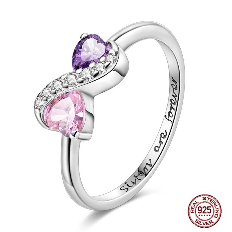 Shine Women koppar Fingerringar 925 Sterling Hjärta Krona Glöd Eldfluga Stjärna Sol Tusensköna Stapelbar Originalring Årsdag Zirkon