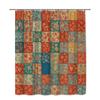 Retro Patchwork Floral Shower Curtain Vintage Color Blocks With Flowers Boho Style Bathroom Decor Waterproof Quick Setup
