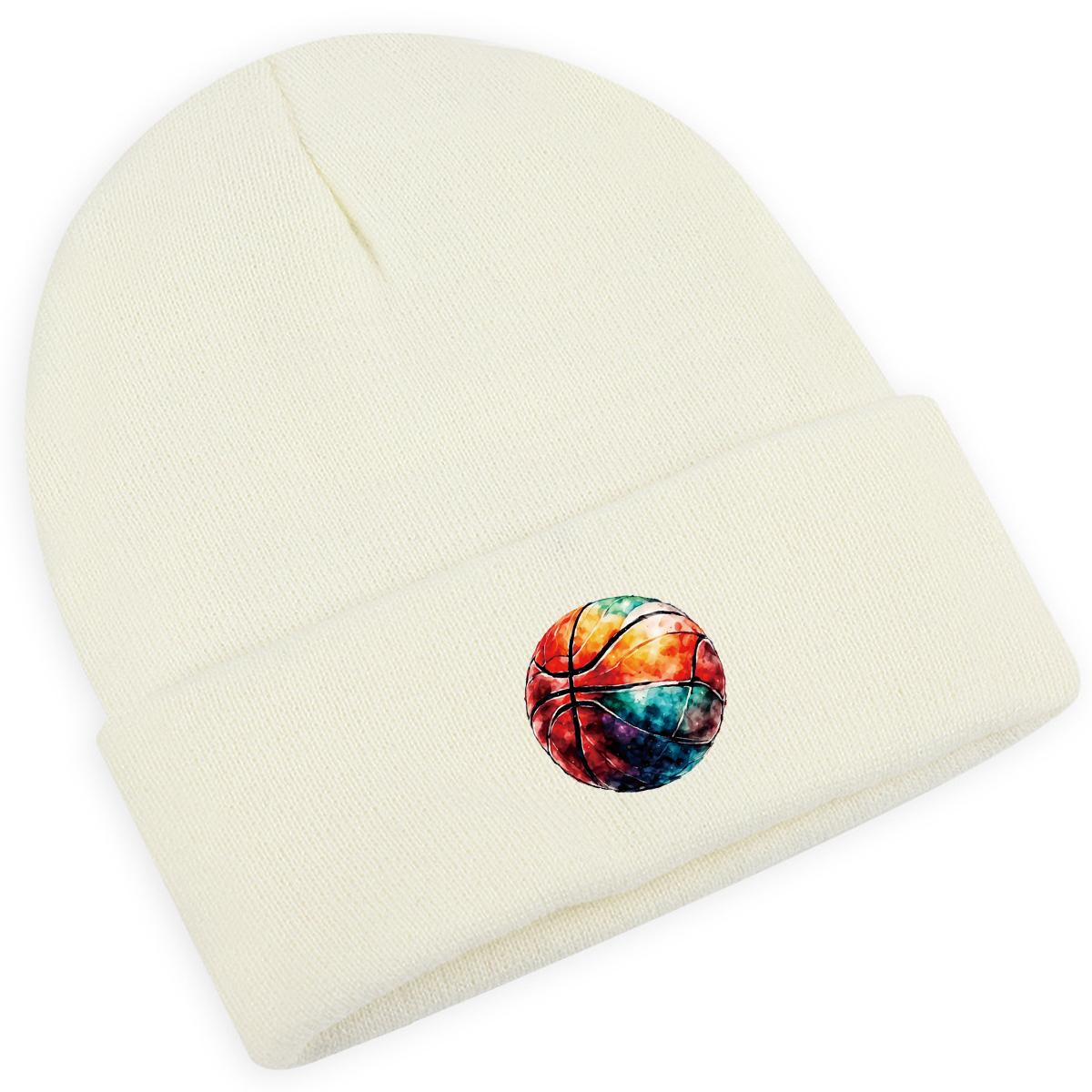 Colorful Basketball Print Winter Hats Unisex Knit Cap Beanie Skullcap Fit Trendy Knitted Hat Beanie Perfect For Street Style