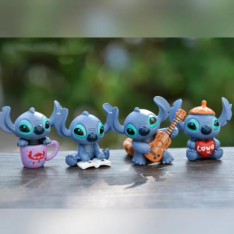 MINISO 4 Buc/Set Anime Lilo & Stitch Figurină Acțiune Păpușă Model Drăguț DIY Decorare Tort Cadou de Ziua de Naștere pentru Copii Prieteni
