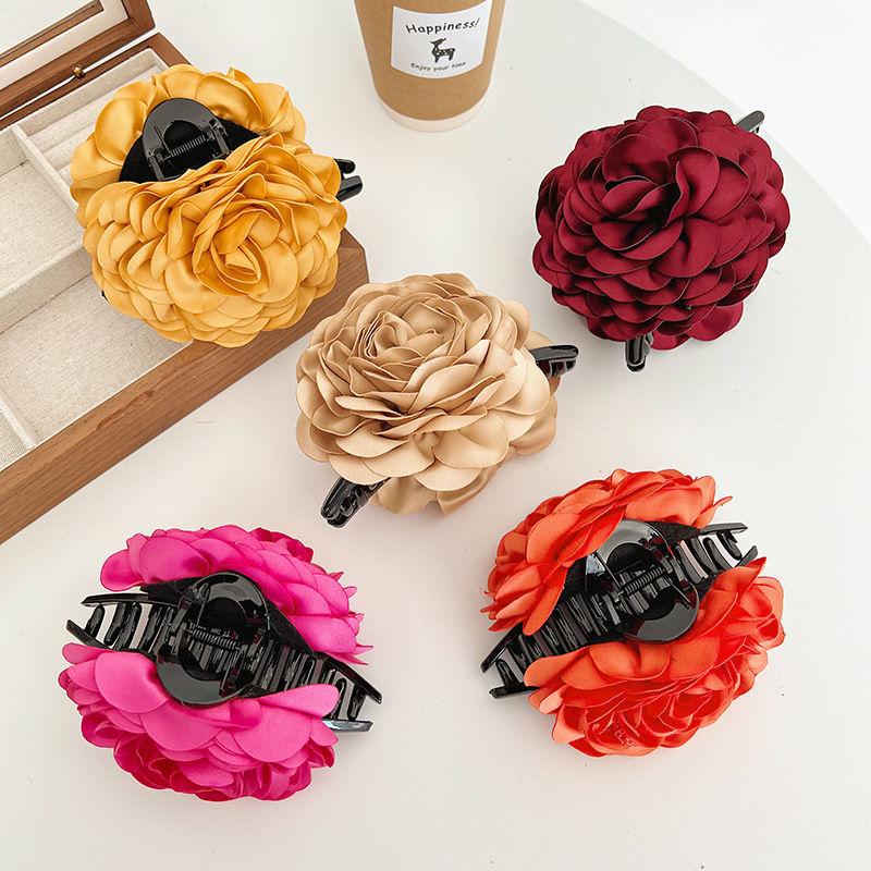Top Clip Head Barrettes Female Back Hair Accessories Rose Grip Large Elegant