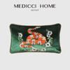 Medicci Home Vintage Cushion Cover Red Wine Velvet Plant Animals Honeybee Embroidery Throw Pillow Case Luxury Living Room Decor