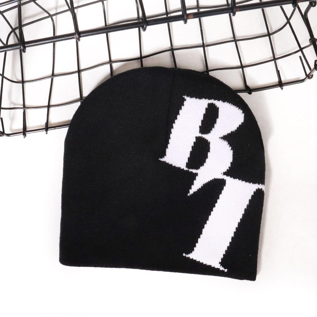 Street Style Acrylic Knit Cap With Letter Embroidery For Casual Outdoor Wear In Autumn чёрный