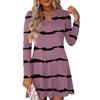 Women's Fashion Striped V-Neck Long Sleeve  Dress