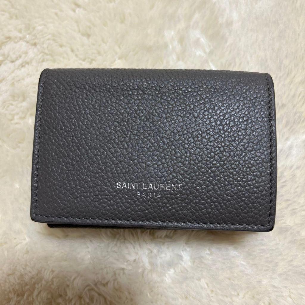 Used SAINT LAURENT Compact Trifold Wallet Gray