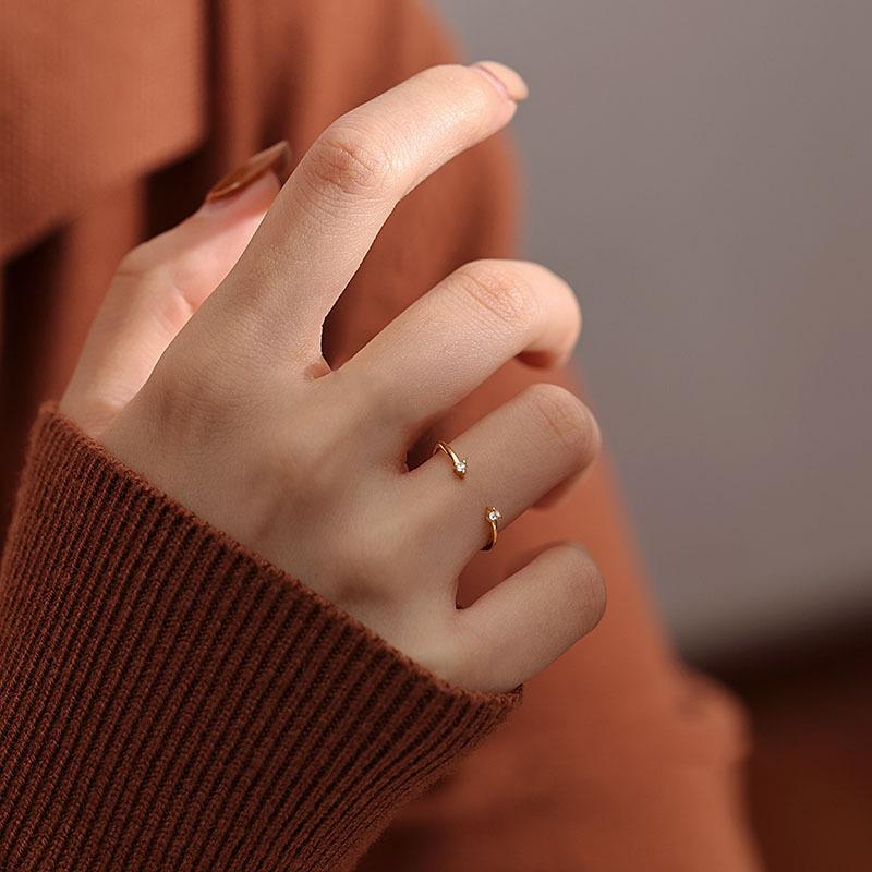 Ultra-Fine Japanese Minimalist Meteorite Zirconia Stacking Ring Open Adjustable