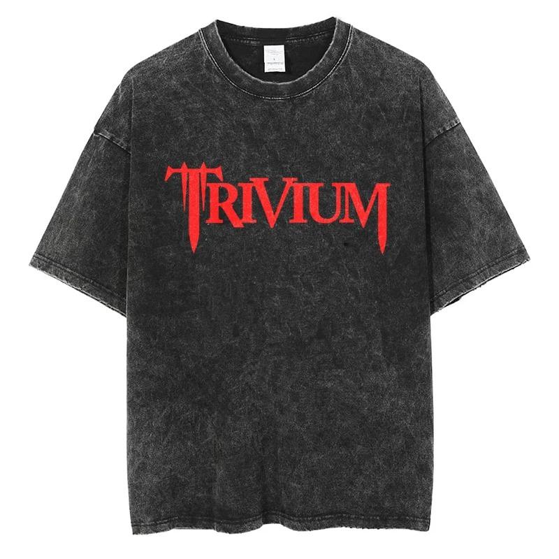 Rock Trivium Shogun Album Tričko Kvalitní Bavlna Oversized Vintage Černé Krátký Rukáv Trička Móda Muži Ženy Streetwear
