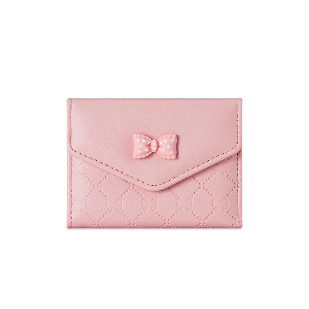 

Portable Bow Short Wallet Tri-fold Portable Card Holder Women s Wallets Women Girls розовый