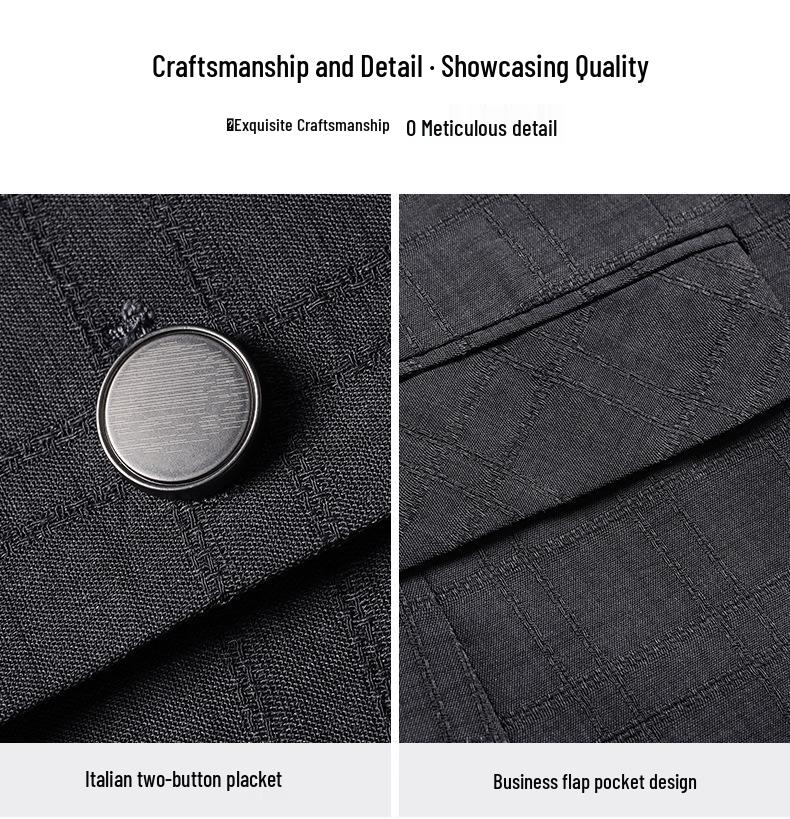 Herren Slim Fit bügelfreier karierter Blazer im koreanischen Stil - Business Casual Frühlingsjacke