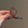 Yousheng Hair Claw Colorful Transparent Beads Decor Hair Clip Strong Grip Non-Slip Large Size Back Head Shark Hair Claw Hair