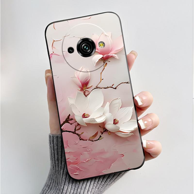 Phone Case For Oukitel C59 Pro Casing Luxury Fashion Butterfly Flower Cellphone Cases Black Jelly Soft Slim Silicone Back Cover