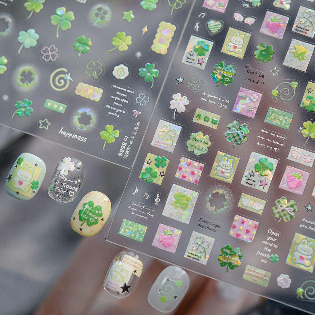 Tomoni Shell Light Lucky Four-Leaf Clover Nail Art Stickers - Fresh Style Decorative Nail Stickers