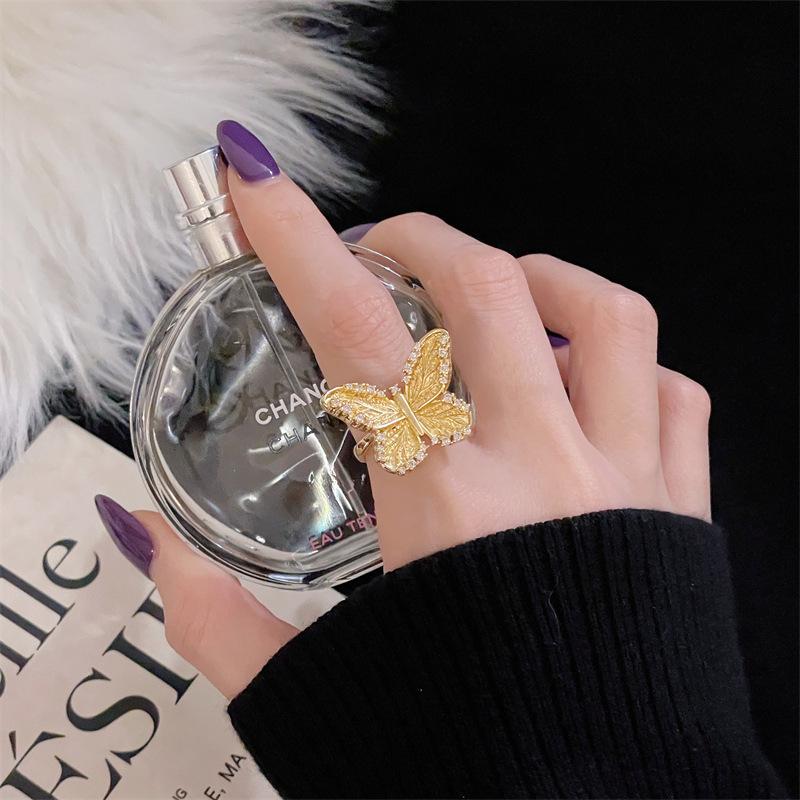 [Kingdee Qi Ring] Medieval Vintage Retro High-End Butterfly Zir*****Pen Ring Personality Niche