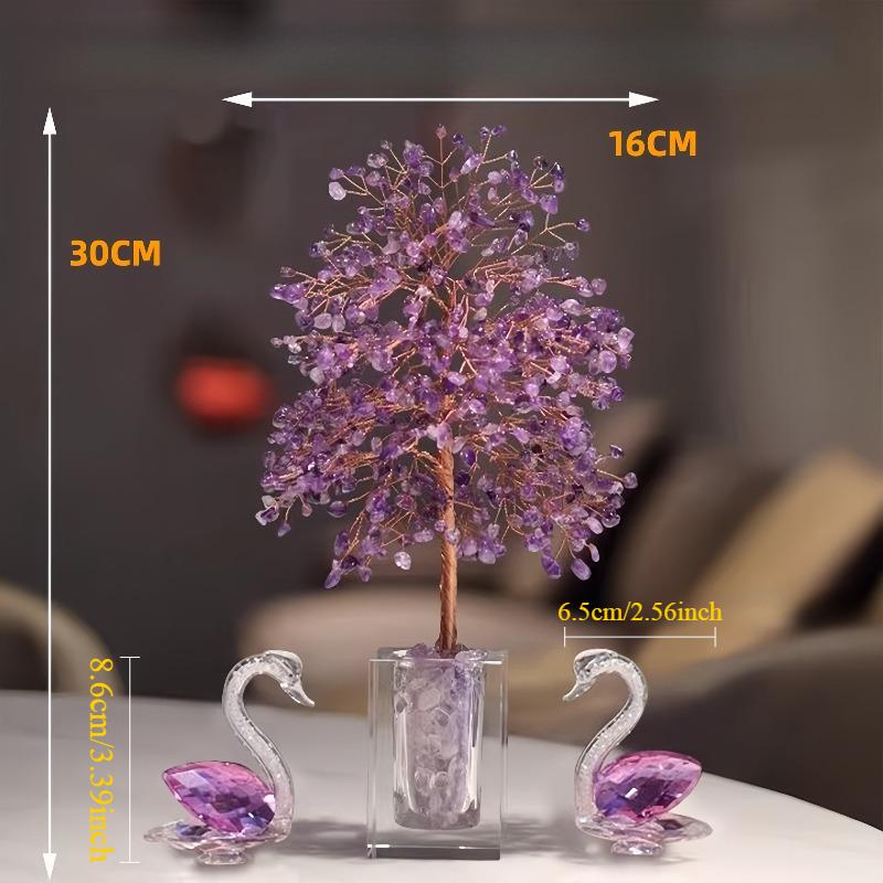 Amethyst Crystal Tree Crystals Healing Stones Reiki Natural Crystal Base Copper Wire Tree Life Spiritual Meditation Energy Room Office Desk Decor Gift