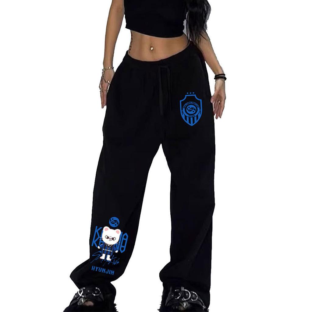 Pantalon de survêtement large unisexe, imprimé Stray Kids, cordon de serrage, pantalon de sport décontracté polyvalent