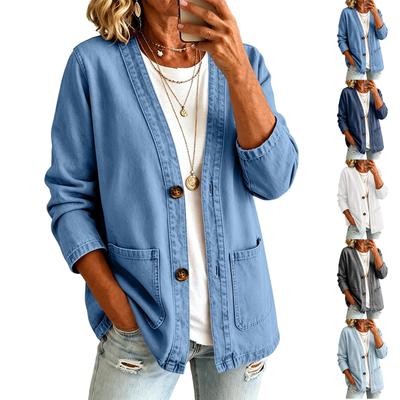 Damen Casual Jeans Cardigan Jacke