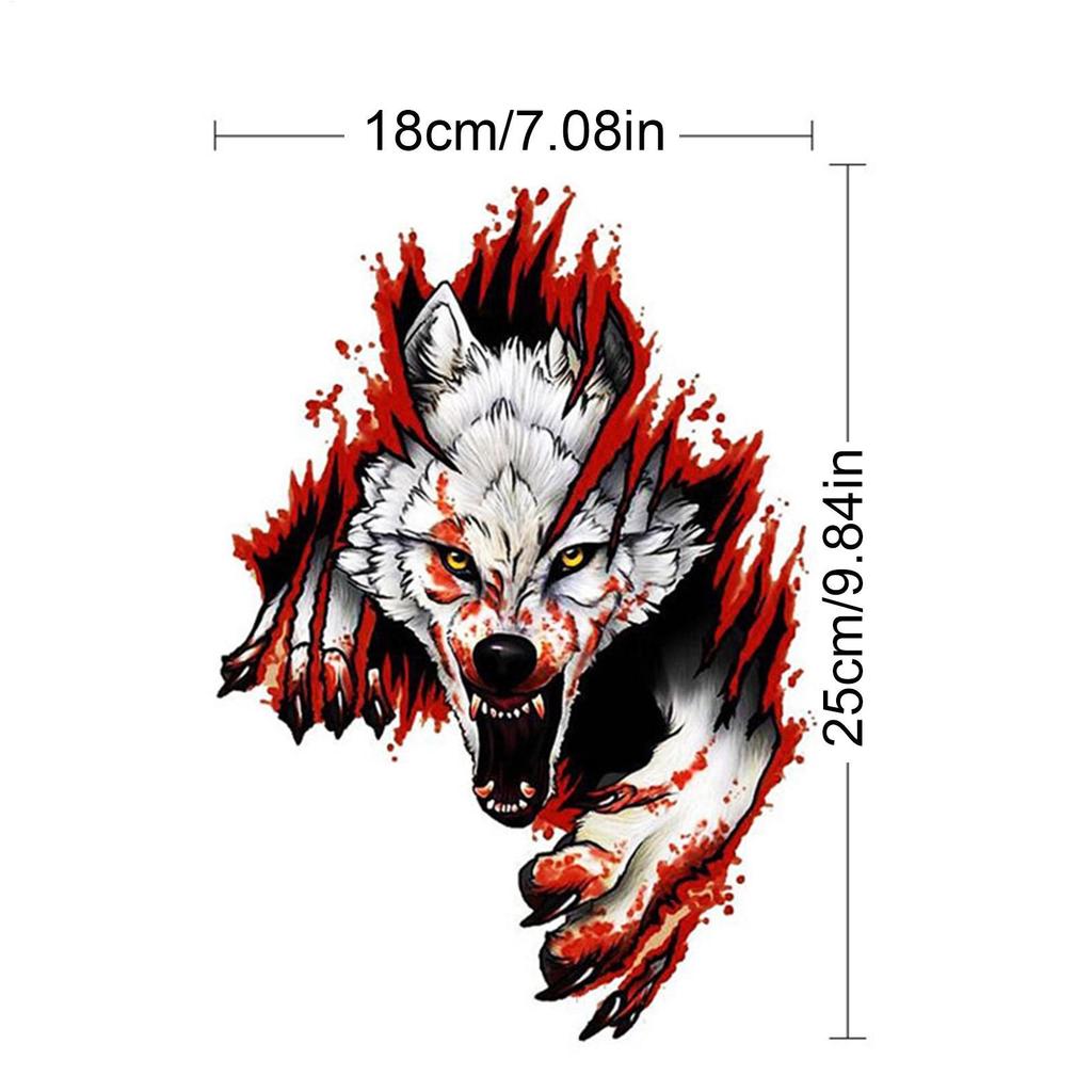 Creative 3D New Angry Wolf Car Stickers Reflective Personality Car Decals Modified Motorcycle Helmet Sticker Scratch Stickers