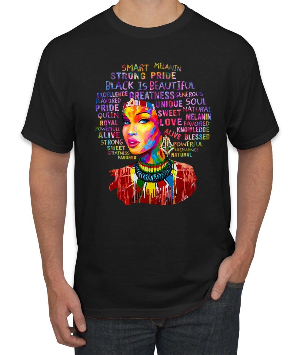 Watercolor Smart Strong Powerful Black Queen Black History Month Men T- Shirt S