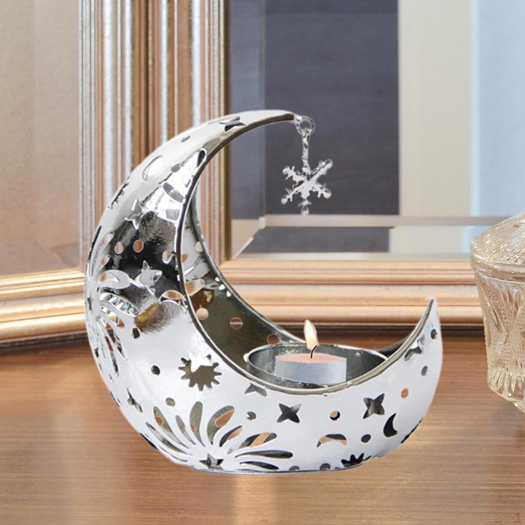 Eid Mubarak Candle Holder Half Moon Shaped Stand Iron Muslim Party Supplies Ramadan