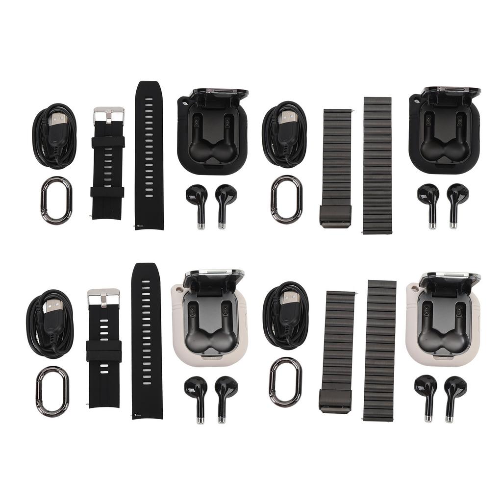 2 In 1 Smart Watch with Earbuds 2.01 Inch TFT Touch Screen Bluetooth Call Music Play Step Count Mult