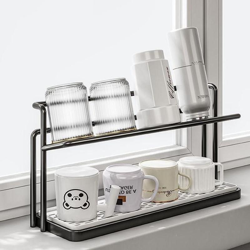 Tischplatte Doppelschicht Tassenhalter Abtropfgestell auf dem Kopf Teeset Teetasse Wasserbecher Aufbewahrungsgestell Hohes Erscheinungsbild