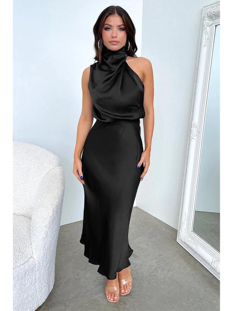 Elegant Satin Sleeveless Dress: High-End Spring/Summer Collection