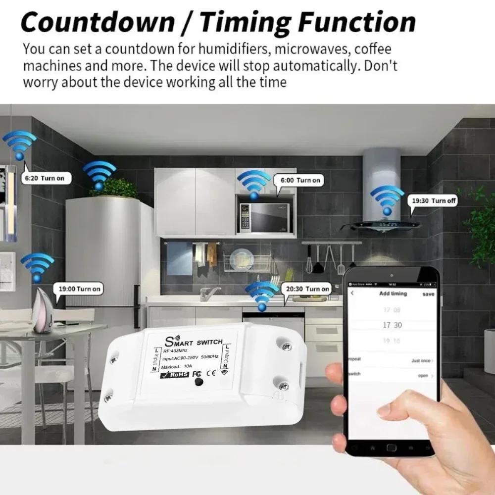 Tuya WiFi Smart Switch 433MHz RF Wireless Remote Control Universal Breaker Timer Voice Control Smart Life APP For Alexa Google
