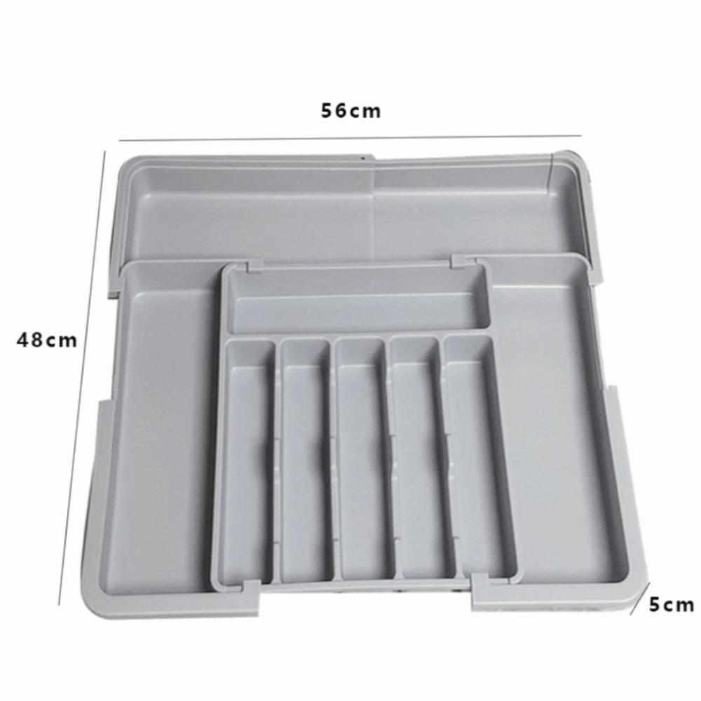 Retractable Drawer Storage Tray Partition Design Plastic Cutlery Organizer with Knife Holder Large-capacity Kitchen Storage Box