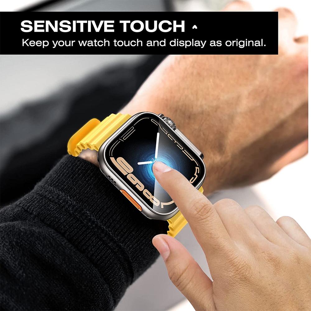 Screen Protector for Apple Watch Case 45mm 40mm 44mm 41mm 42mm 38mm PC Cover+Glass Film Change To Ultra Series 9 8 7 6 5 4 3 SE