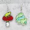 Cute Mushroom Frog Earrings Drop Earrings Acrylic Cartoon Balloon Print Dangle Earrings Ear Dangles Ear Pendant for Girl