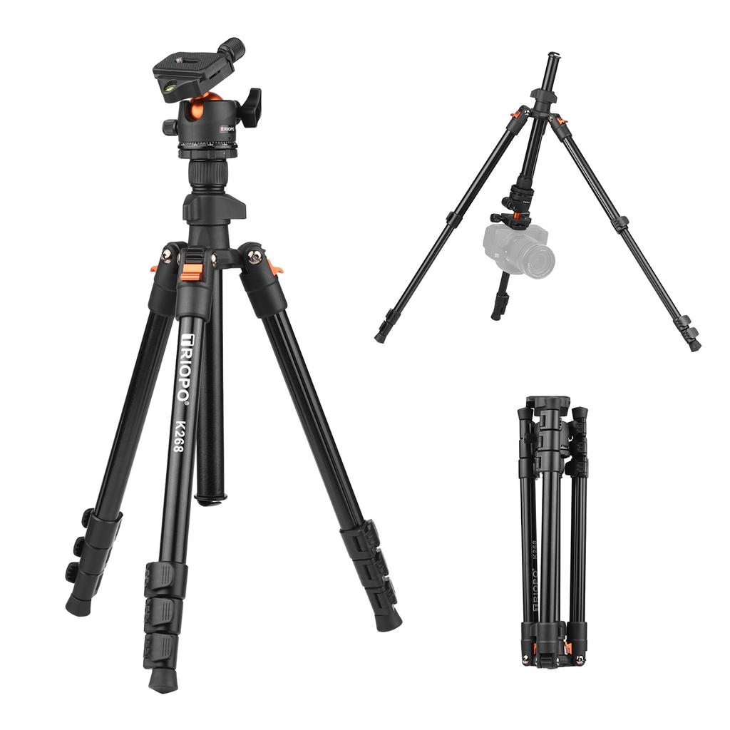 TRIOPO K268 Portable Photography Tripod Stand Aluminum Alloy 360 Degrees Panorama Ball Head 162cm 63.8in Max. Height