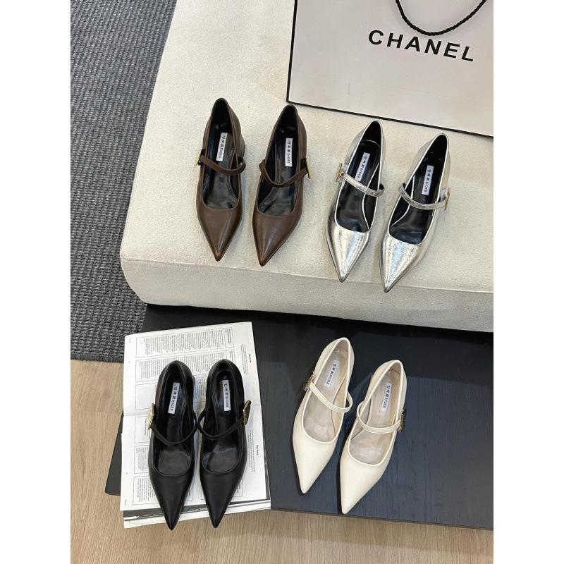 2025 spring and autumn new fashion versatile French thick heel gentle wind Mary Jane small leather shoes women's shoes pointed