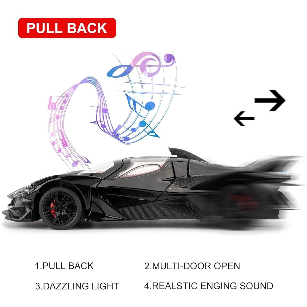1/24 Apollo Evo Alloy Model Car Toy with Pull Back Function with Sound and Bright Lights, Suitable Collectible Model Toys, Gifts for Boys and Girls