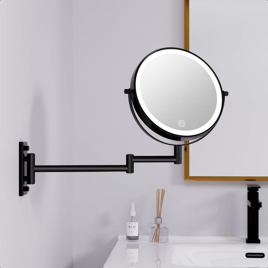 

Перезаряжаемое настенное зеркало для макияжа с подсветкой, настенное увеличительное зеркало для макияжа с подсветкой 10X, светодиодное зеркало для макияжа, настенное United States