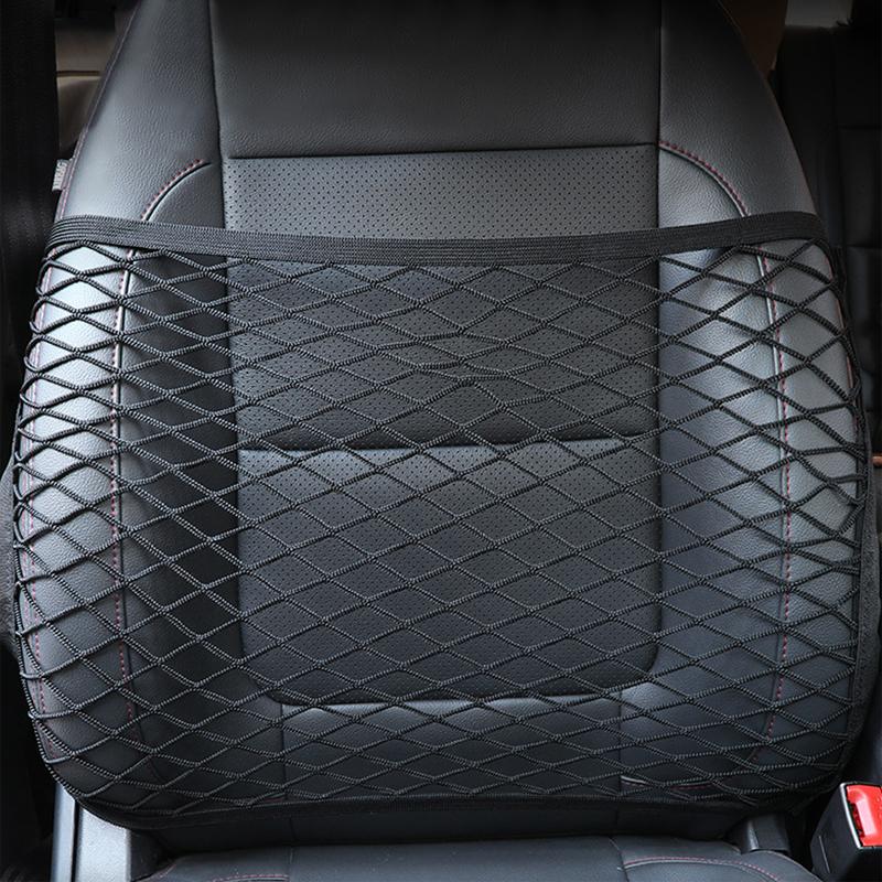 SEAMETAL Car Storage Net Front Seat Organizer Double Layer Mesh Net Elastic Expandable Mesh Bag Interior Accessories