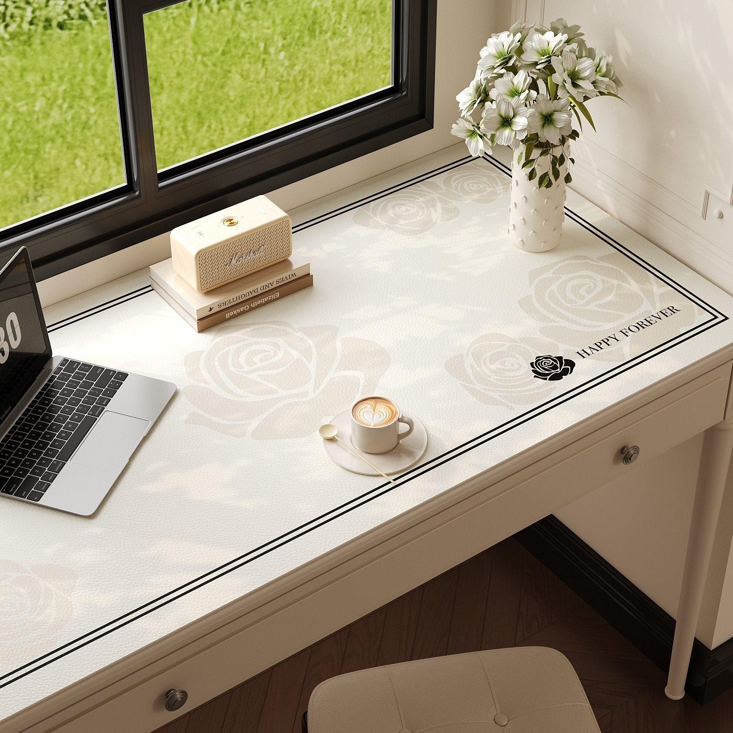 

1pcs Dressing table, desk pad, dining cabinet, simple and high-end waterproof tablecloth, no wash leather desktop protection pad Small