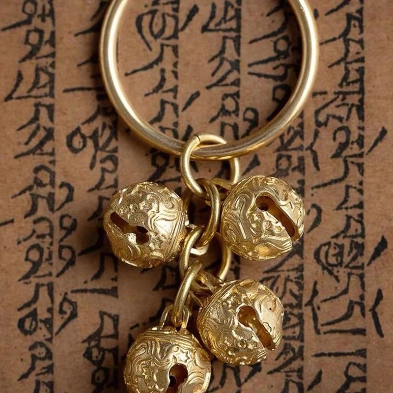 Creative Brass Handicraft Die-Casting Wind Chimes Bell Key Car Button Wind Bell Tibetan Bronze Bell Gift Home Decoration Pendant