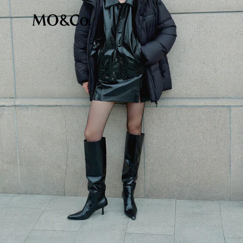 MO&Co. High-Waisted Textured Faux Leather Mini Skirt S