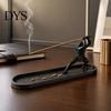 Schwarz Matt Weihrauchbrenner Samurai Schwert Ornament mit Aschenbecher, Zen Stil Halter für Heim Büro Dekoration, Meditationsgeschenke Männer Und Teeliebhaber