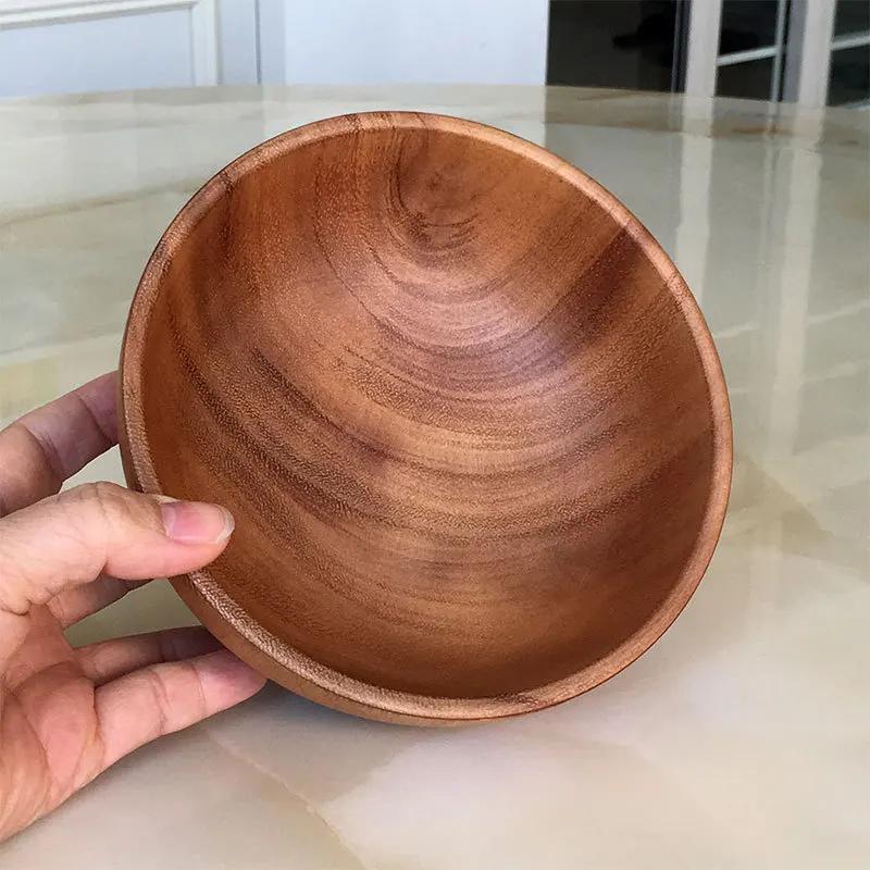 Salátová mísa z akáciového dřeva - Kruhový a kreativní design, Vyrobena z celého dřeva, Ideální pro servírování