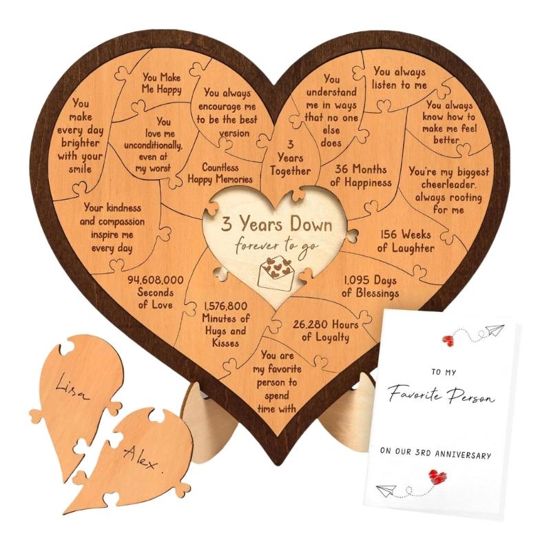 

Personalizing Wood Love Heart Puzzle Boards Anniversary Keepsakes Gift for Couple Celebrating 1 Year/3 Year Anniversary