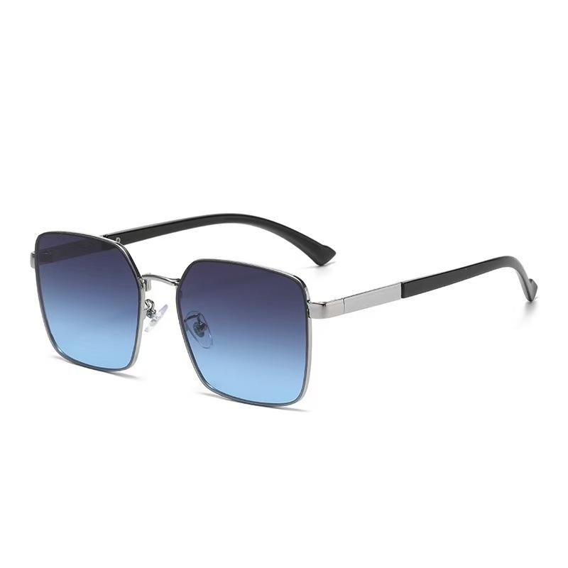 Retro Square Framed Metal Sunglasses Versatile Outdoor Fishing Sun Protection Glasses Beach Travel Driving Riding UV Resistant