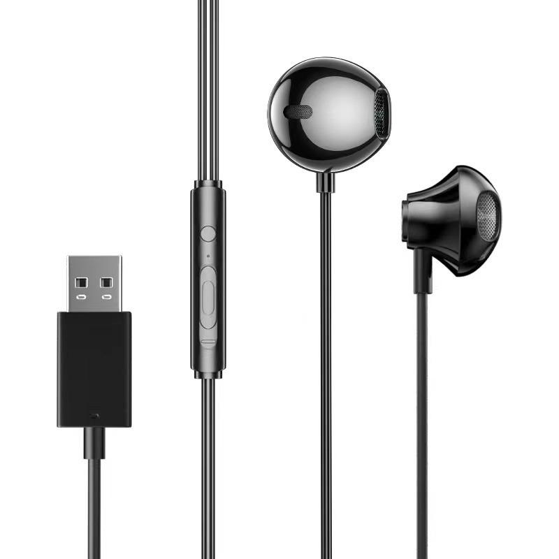 Factory Plug and Play In Ear Wired USB Headset Gaming Headphones Connect with Mic and Volume Control Earphone