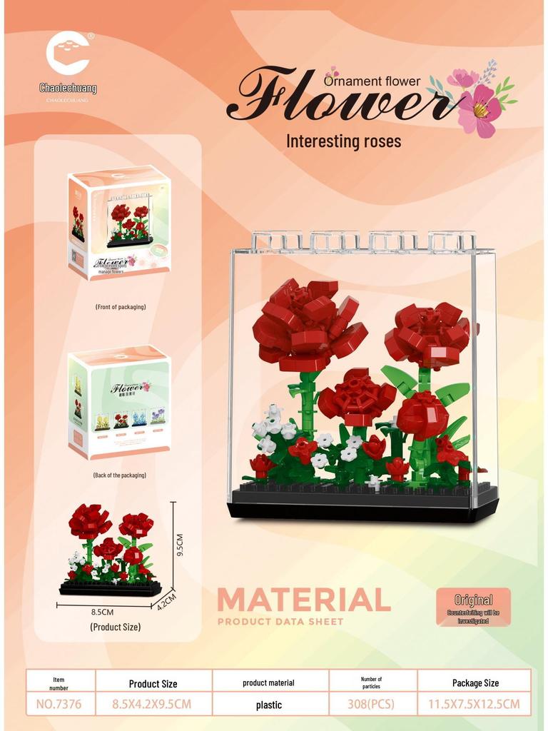 Preserved Flower Bonsai & Rose Succulent Building Blocks - Compatible with LEGO