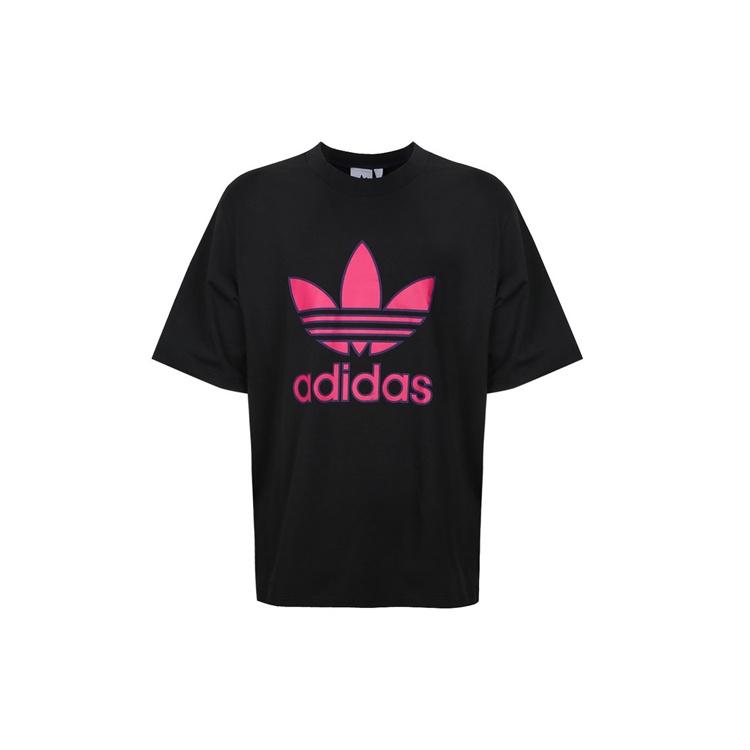 adidas originals Trefoil Tee logo Printing Round Neck Short Sleeve Black Men s EC3680 S