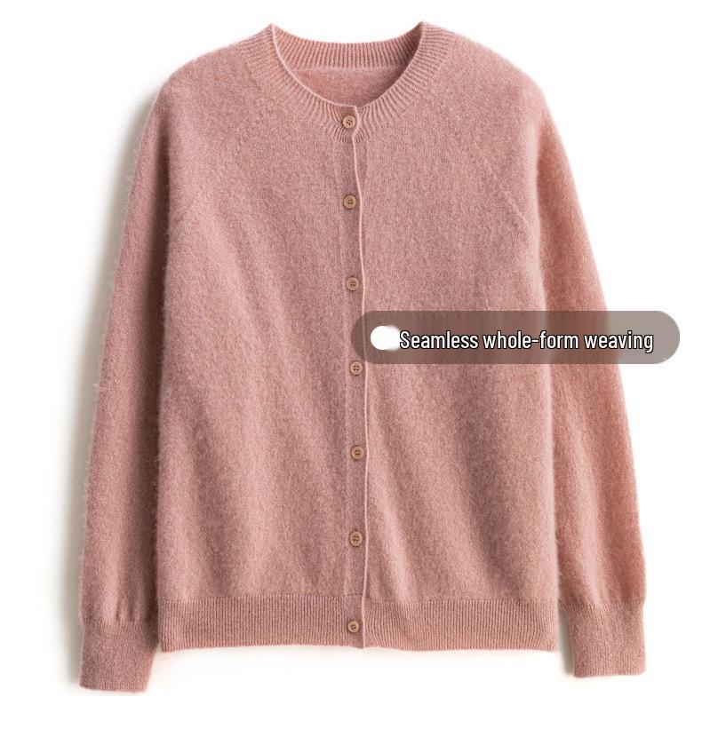 Autumn Women's Loose Fit Long Sleeve Pure Wool Cardigan Sweater