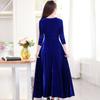 Autumn and Winter New Dress Long-sleeved Big Swing Skirt V-neck Long Dress Party Banquet Evening Dress