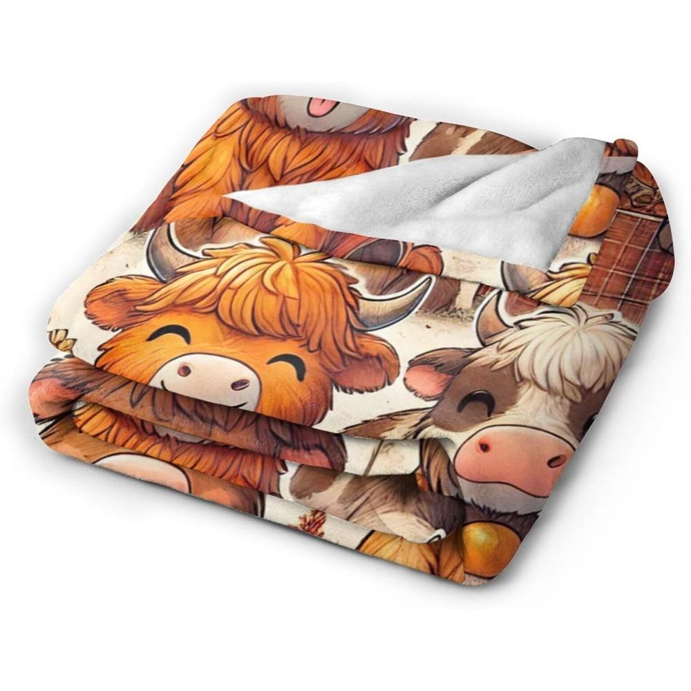 Dekorative Decke mit Highland-Kuh-Muster für Sofa, Bett, Heimdekoration, Reisen und Wohnzimmerdekoration